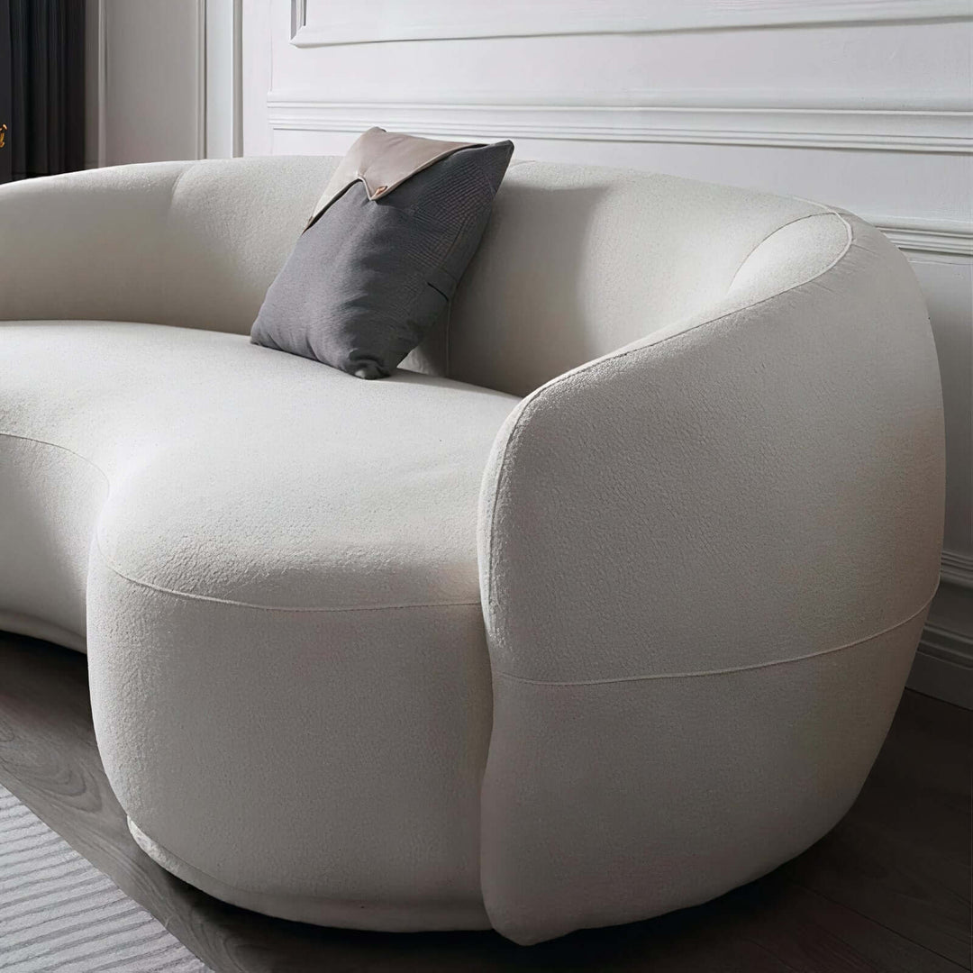 Curved Sofa - Living Room Sofa Set with plush design and neutral-toned fabric, perfect for modern home decor.