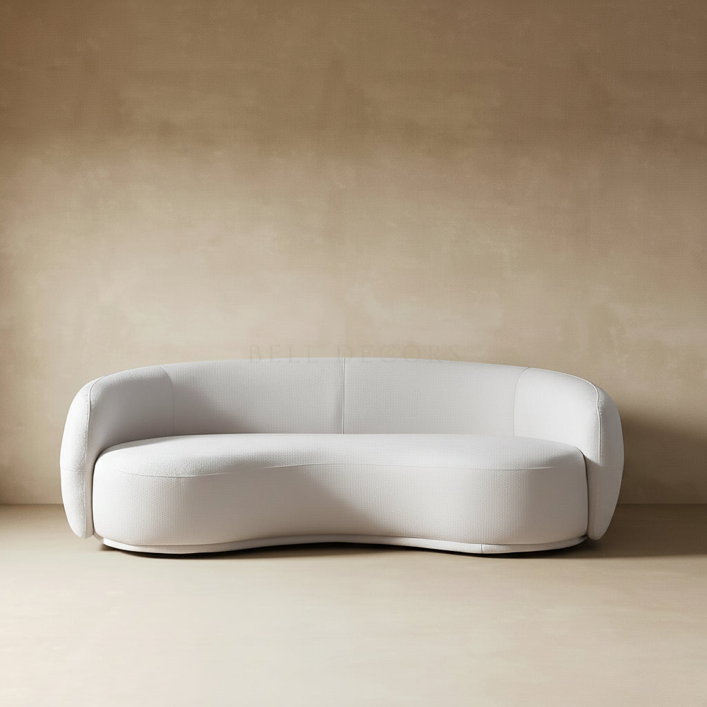 Curved Sofa - Living Room Sofa Set with a modern plush design in neutral tone perfect for contemporary spaces.