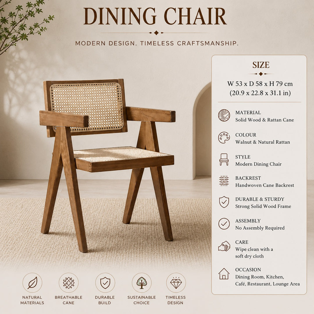 Rattan Dining Chair | Cane Armchair — Mid-Century Dining Room