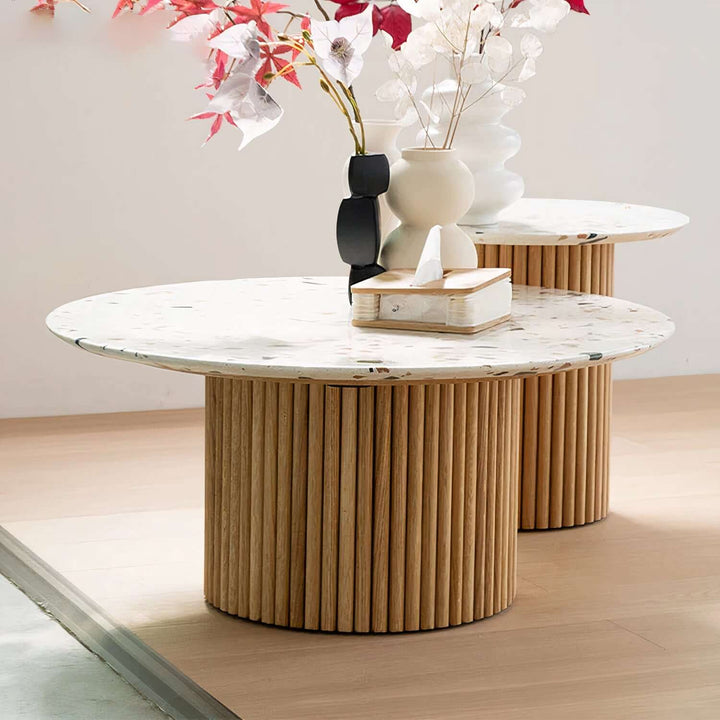 Marble Coffee Table - Coffee Table In Marble featuring a speckled marble top and warm ashwood base, elevating modern living spaces.