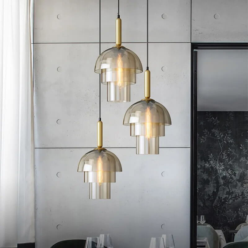 Glass Pendant Light | Brass Dome Ceiling Light — Mid-Century Kitchen