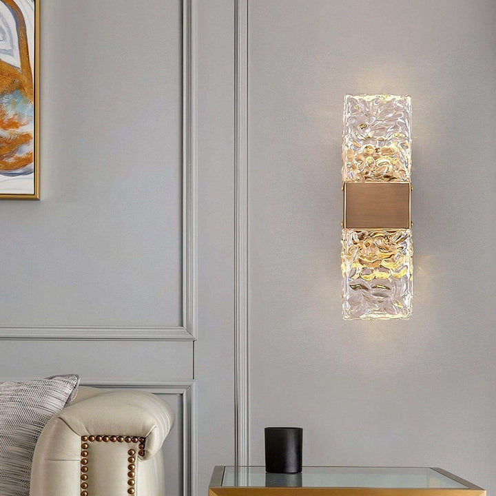 Glass Wall Lights - Wall Sconce Light Shades displayed in a modern interior, highlighting textured glass and gold accents.