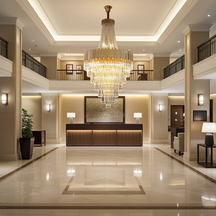 Gold Crystal Chandelier | Staircase LED Light — Organic Modern Foyer