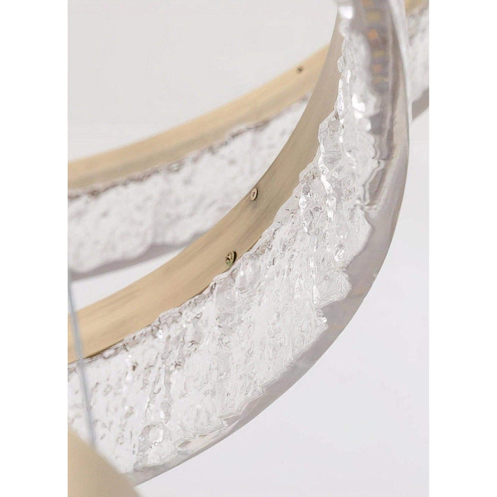 Staircase Chandelier - Foyer Chandelier showcasing luxurious circular resin design with gold finish and LED lights.