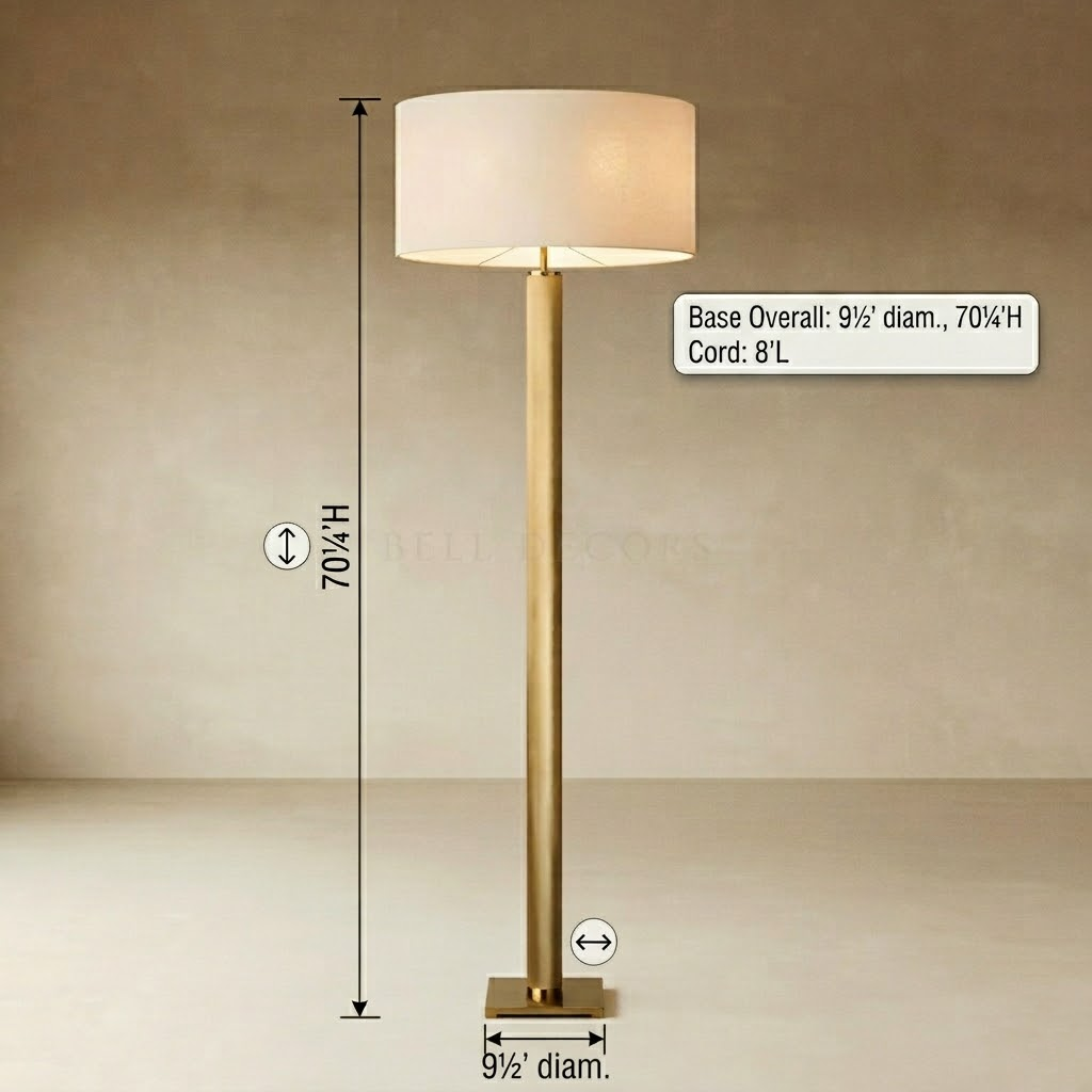 Gold Floor Lamp | White Drum Shade — Organic Modern Living Room