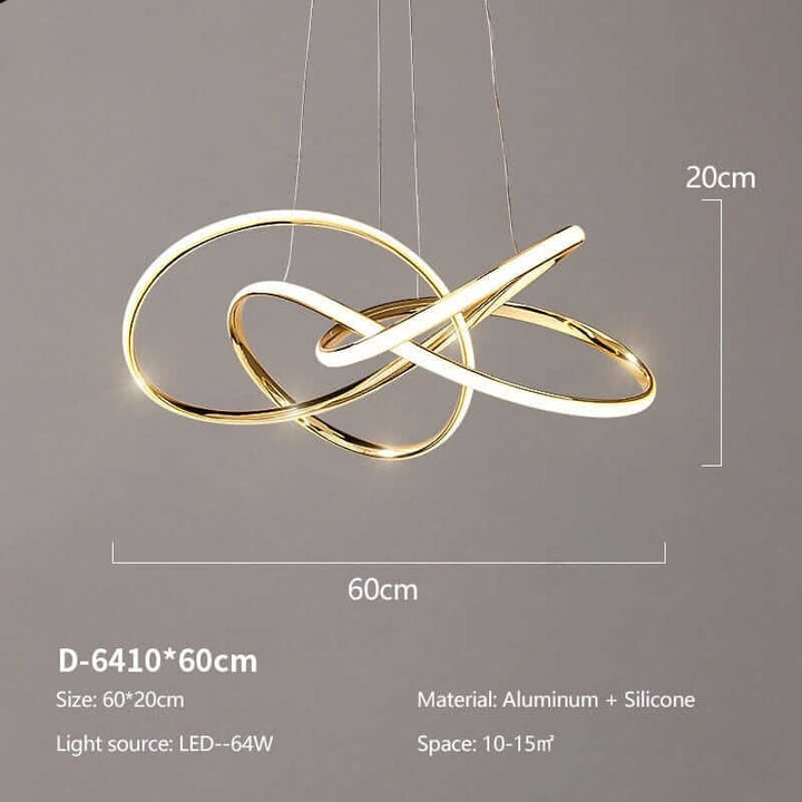 Gold contemporary chandelier featuring sleek design and integrated LED lights, perfect for modern spaces.