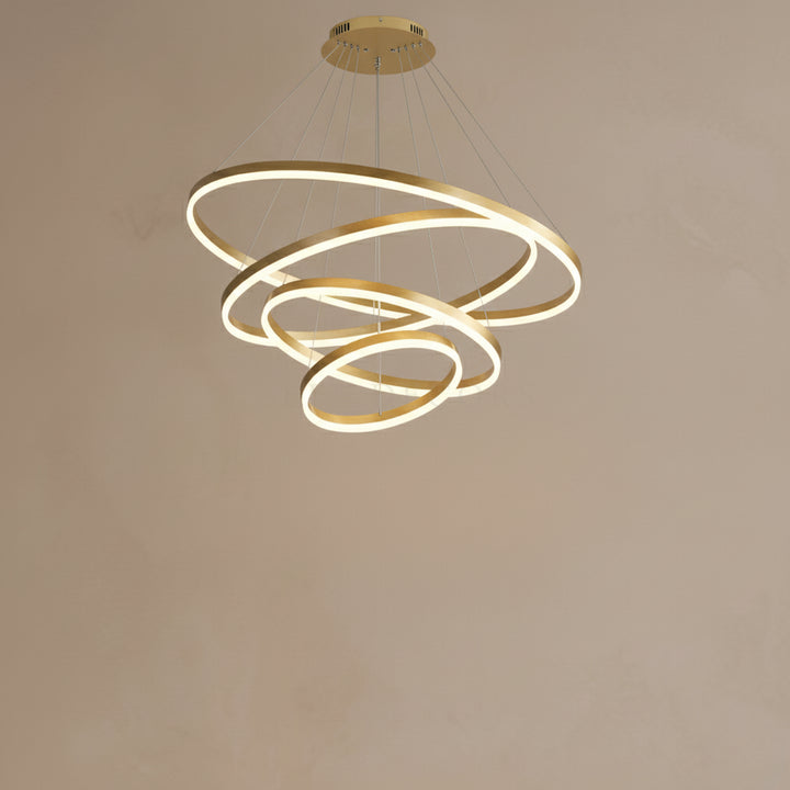 Gold LED Chandelier | Ring Pendant Light — Organic Modern Dining Room