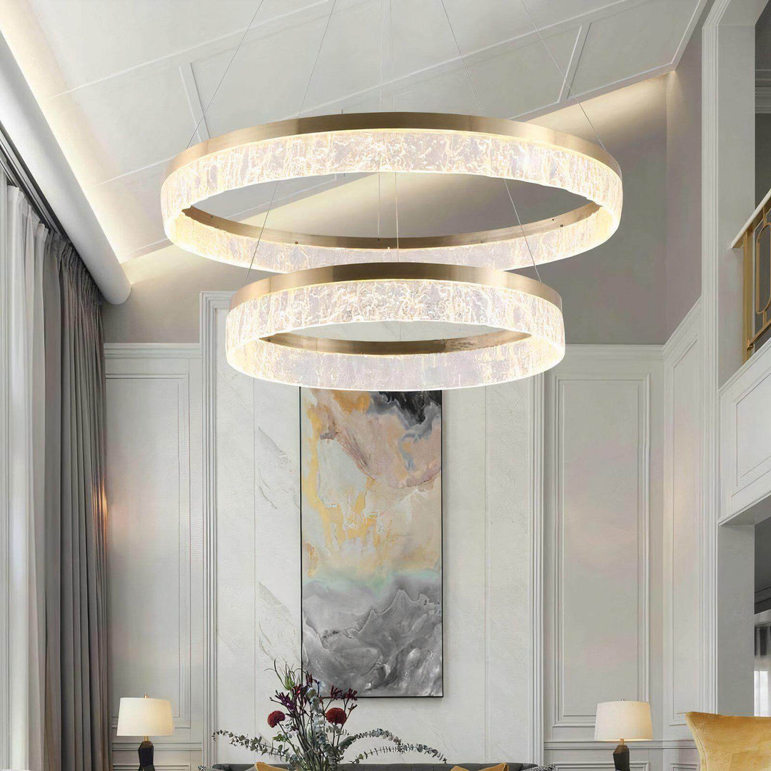 Staircase Chandelier - Foyer Chandelier featuring a luxurious circular design with bright LED lights.