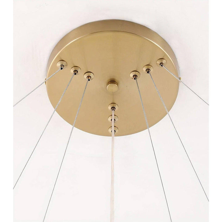 Staircase Chandelier - Foyer Chandelier gold ceiling plate with wires for modern lighting design.