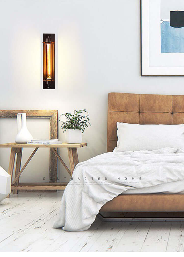 Industrial Wall Light | Black Cage Wall Sconce — Vintage Edison Hallway