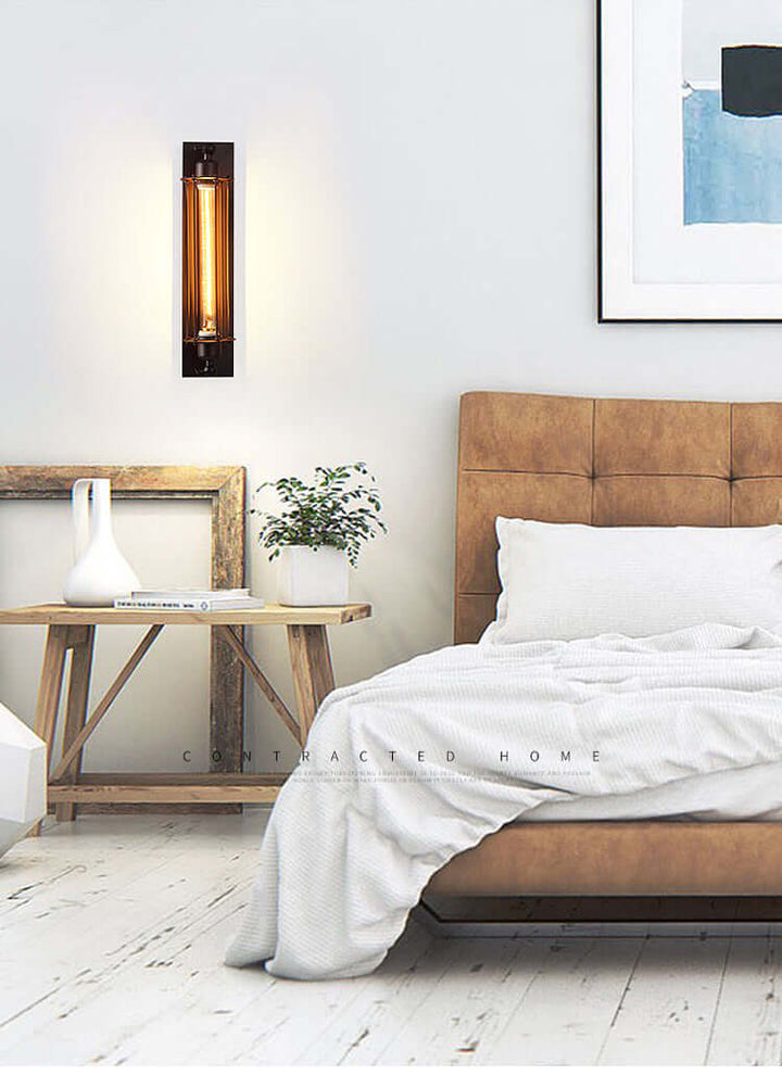 Industrial Wall Light | Black Cage Wall Sconce — Vintage Edison Hallway