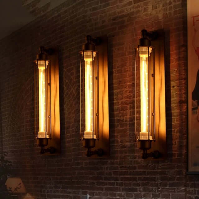 Industrial Wall Light | Black Cage Wall Sconce — Vintage Edison Hallway
