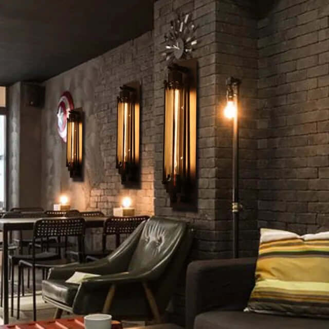 Industrial Wall Light | Black Cage Wall Sconce — Vintage Edison Hallway