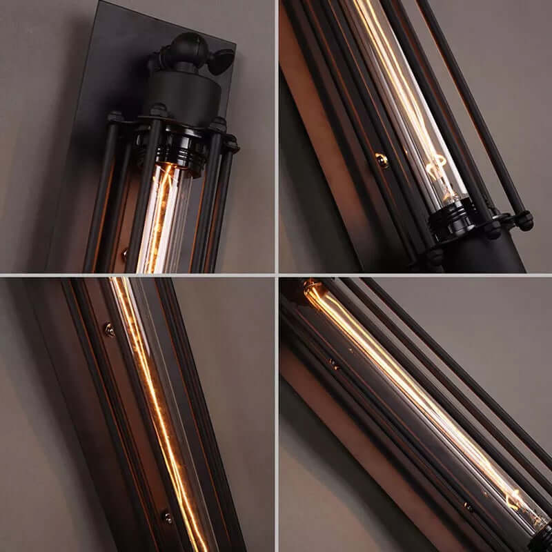 Industrial Wall Light | Black Cage Wall Sconce — Vintage Edison Hallway