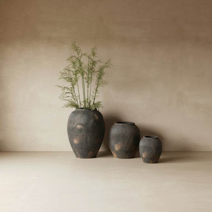 Ceramic Large Planter Pots - Large Indoor Plant Pots displayed with greenery in a minimalist setting.