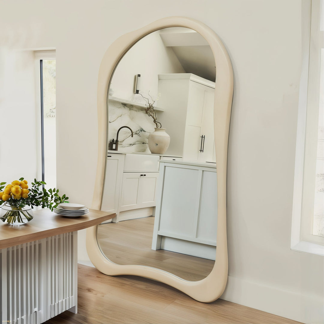 Entryway Mirror - Large Wall Mirror in a stylish entryway, showcasing a vintage arched design with a full-length reflection.