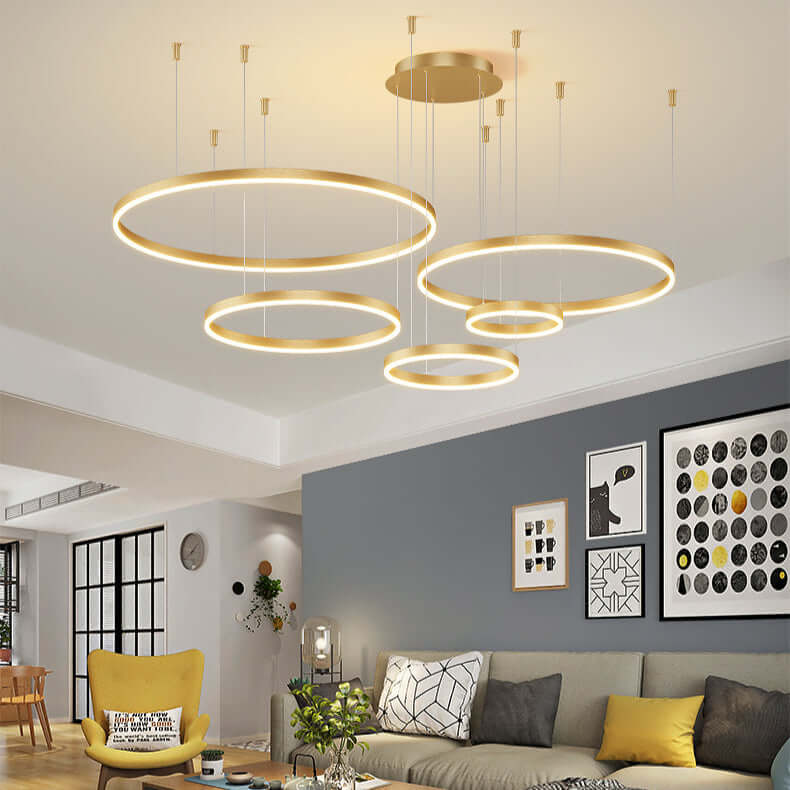 LED Ring Chandelier | Circular Pendant Ceiling Light — Modern Dining Room