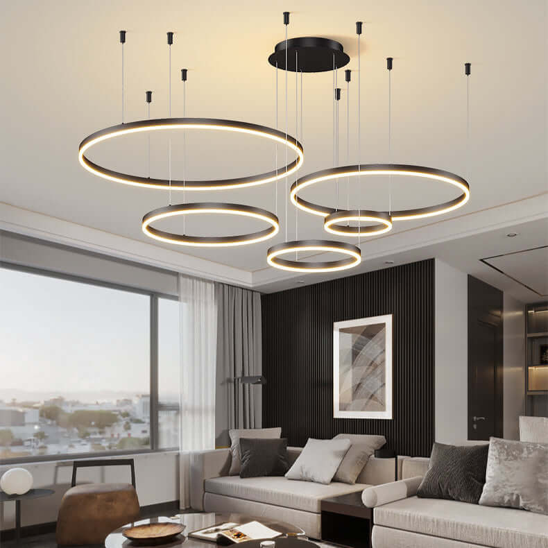 LED Ring Chandelier | Circular Pendant Ceiling Light — Modern Dining Room