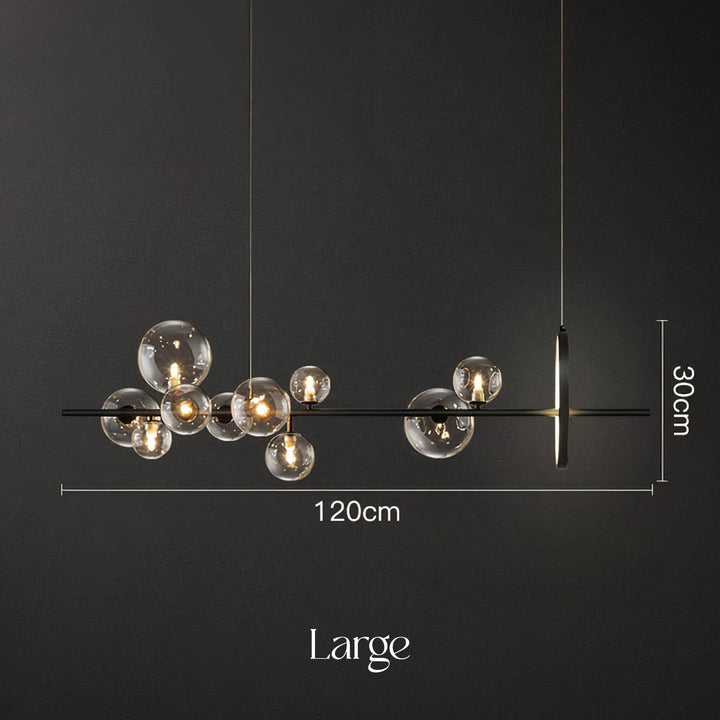 Linear Chandelier | Glass Globe Island Ceiling Light — Mid-Century Dining