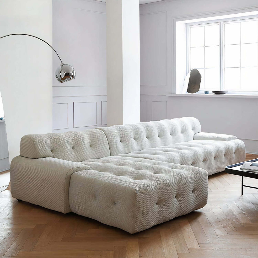 Living Room Sofa Set - Perfect For Your Home, oversized contemporary design in crystal white upholstery.