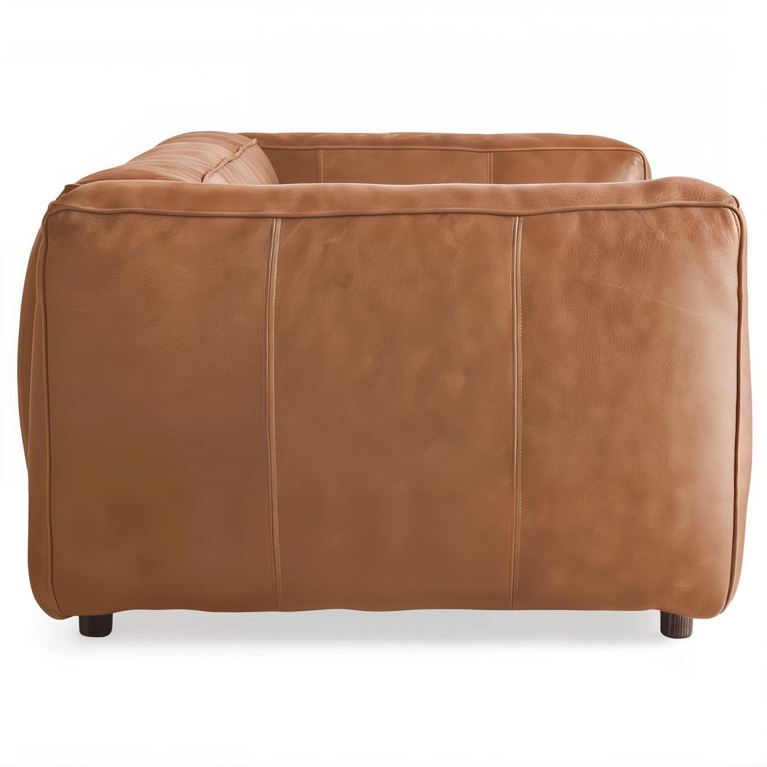 Living Room Sofa Set - Leather Sofa Set back view showcasing premium cognac leather upholstery.