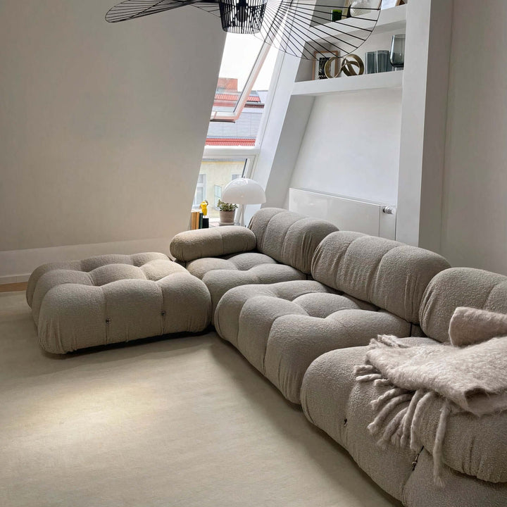 Fabric Sofa - Living Room Sofa Set in a modern Scandinavian style with plush cushions and a contemporary design.