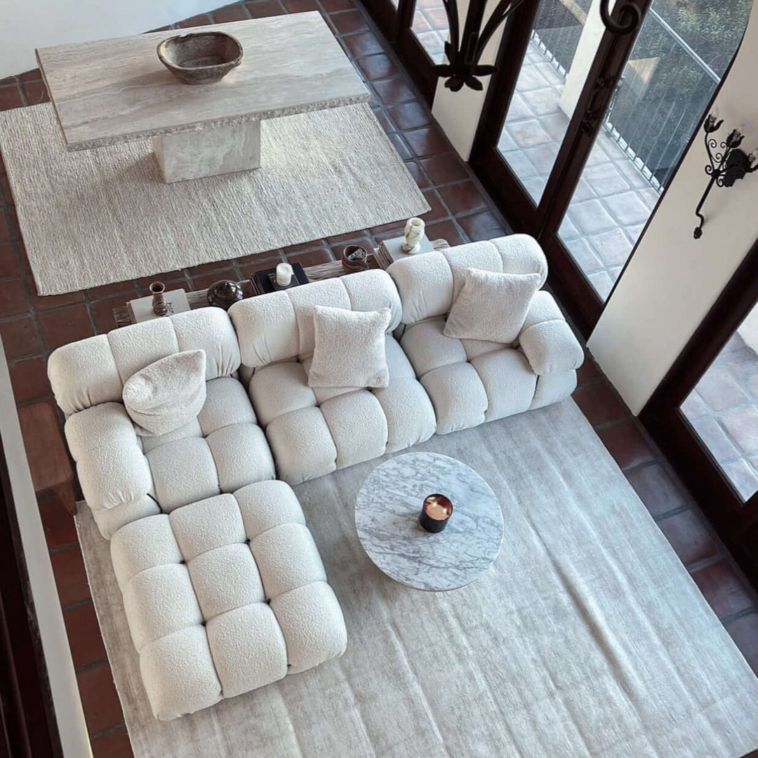 Fabric Sofa - Living Room Sofa Set in a stylish modern setting with plush cushions and a cozy layout.