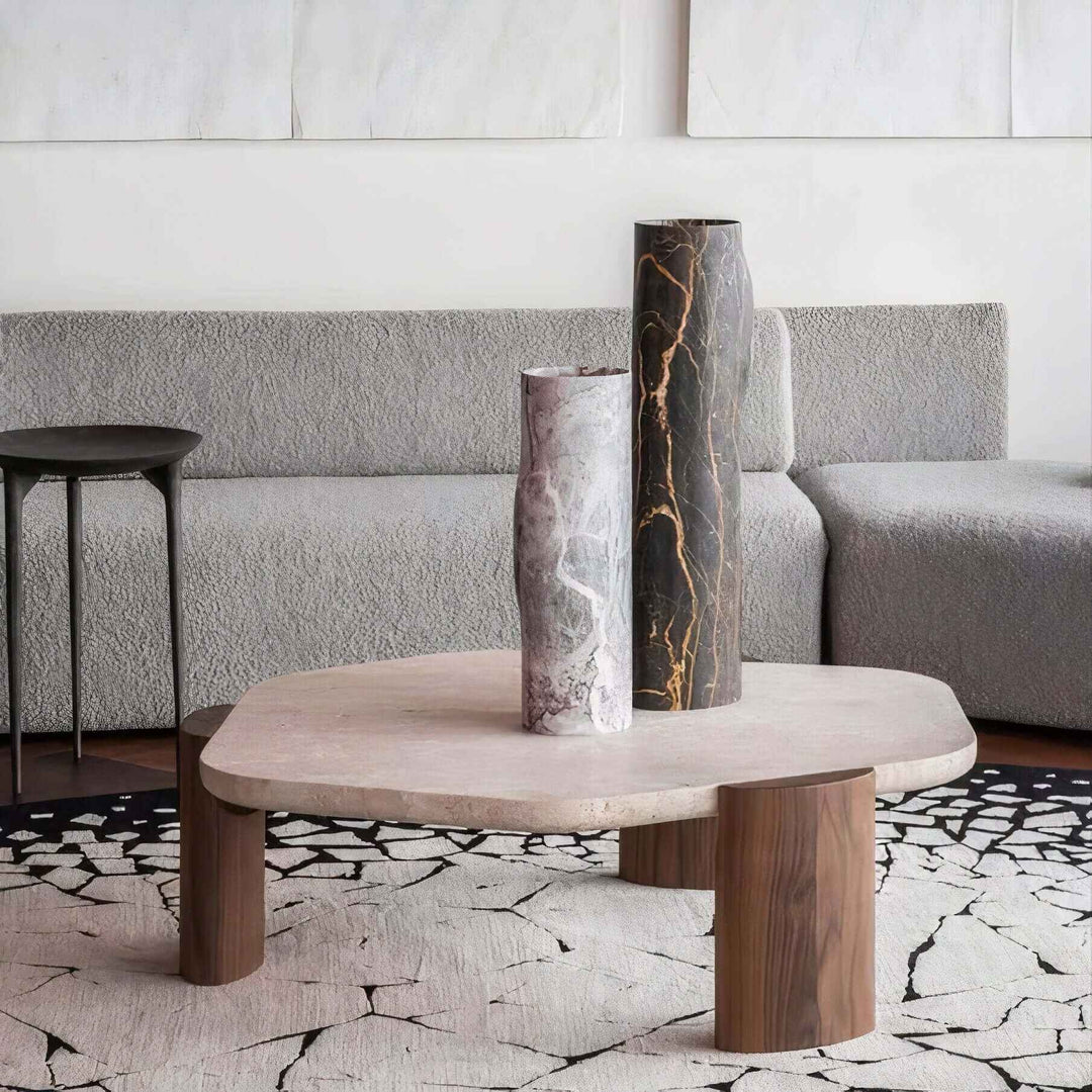 Marble Coffee Table - Coffee Table Decor Ideas with unique vases on top, enhancing the elegant living room ambiance.