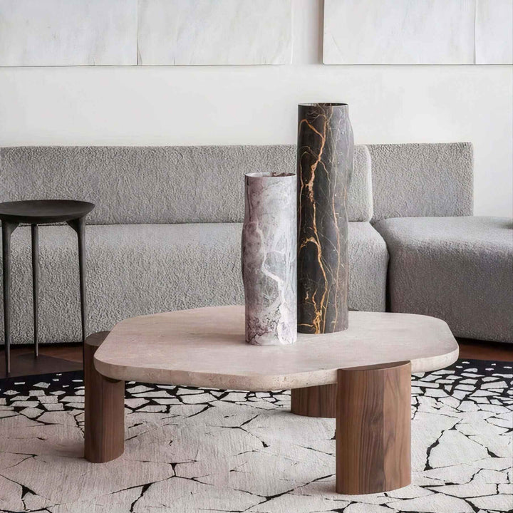 Marble Coffee Table - Coffee Table Decor Ideas with unique vases on top, enhancing the elegant living room ambiance.