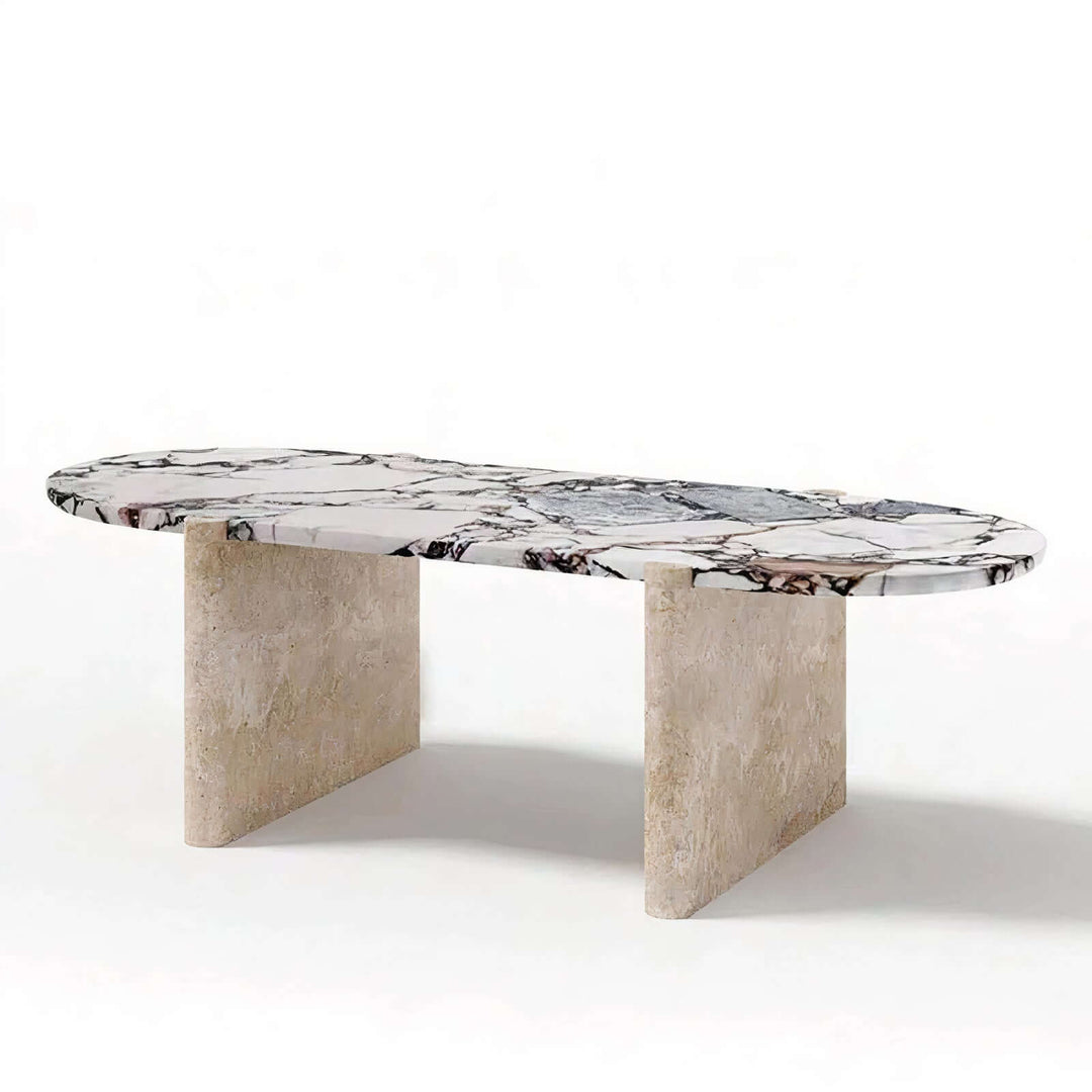Marble Dining Table Set For 6 - Contemporary Dining with unique geological patterns and durable design.