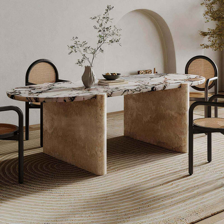 Marble Dining Table Set For 6 - Contemporary Dining with elegant design and unique marble patterns.