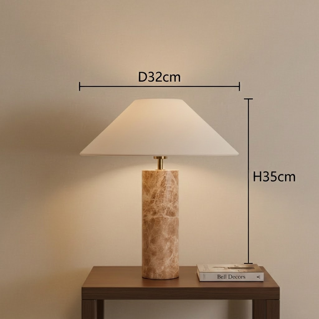 Marble Table Lamp | Stone Bedside Lamp — Japandi Bedroom Light