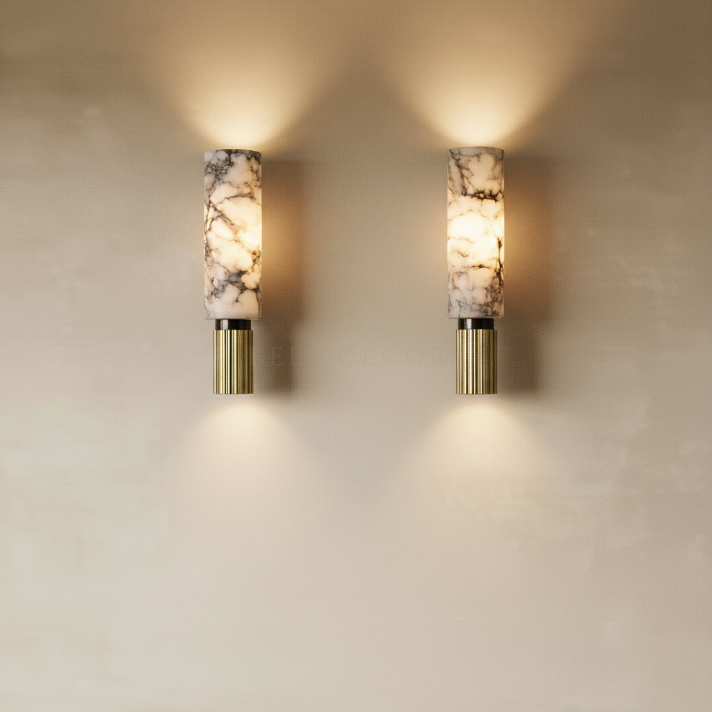 LED Lighting Wall Art - LED Light On Wall showcasing stunning black marbled design and luxe copper base.