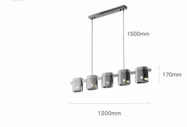 Sleek LED chandelier with five cylindrical lights, ideal for brightening any room with an inviting glow.