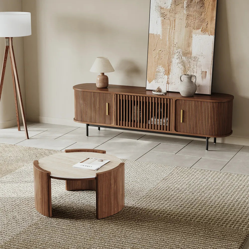 Wood TV Stand | Media Console Cabinet — Mid-Century Living Room