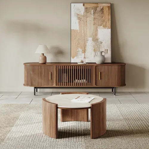 Wood TV Stand | Media Console Cabinet — Mid-Century Living Room
