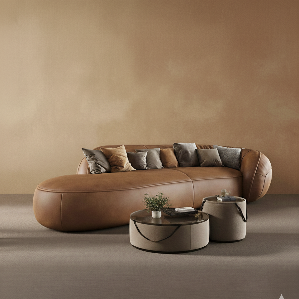 Curved Leather Sofa - Soft & Supple
