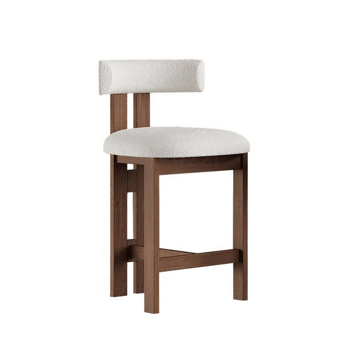 Bar Stools For Kitchen Island - Modern Bar Stools with plush wool boucle cushion and walnut frame.