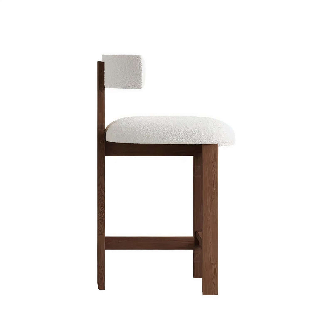 Bar Stools For Kitchen Island - Modern Bar Stools with plush boucle cushion and walnut frame.