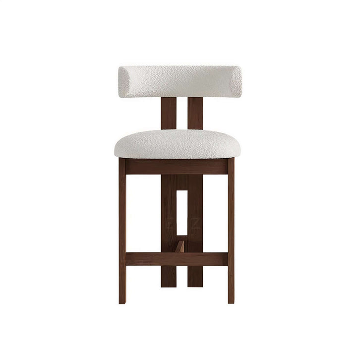 Bar Stools For Kitchen Island - Modern Bar Stools with plush white cushion and rich walnut frame.