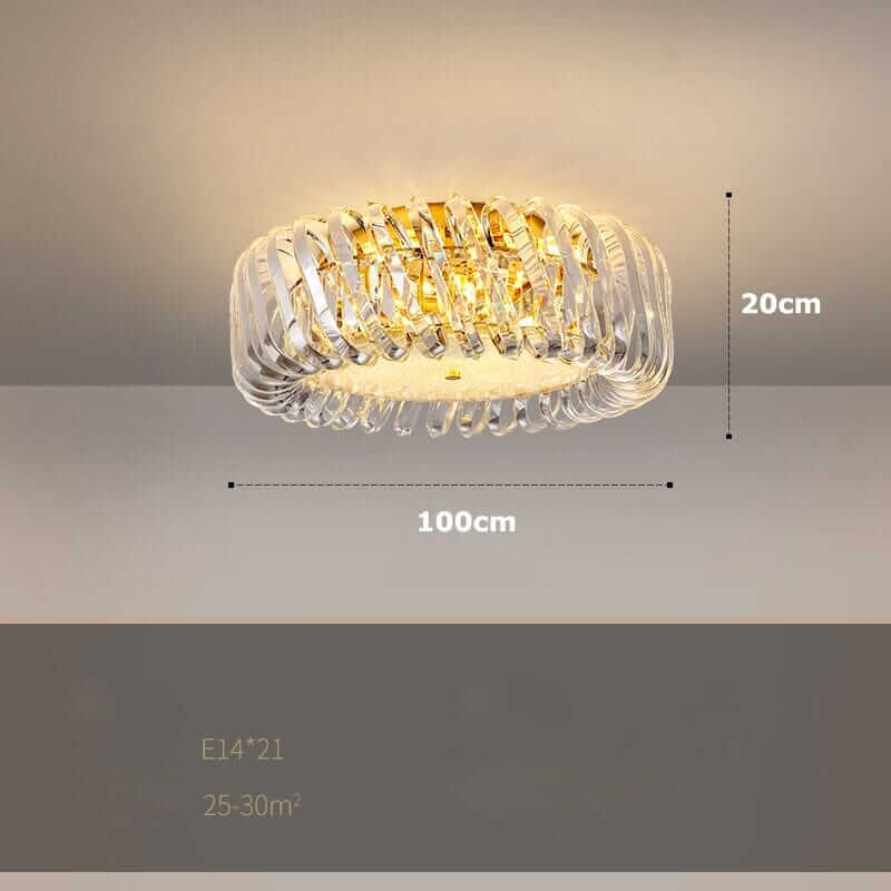 Entryway chandelier with glass design, gold accents, dimensions 100cm x 20cm, ideal for stylish lighting in modern spaces.