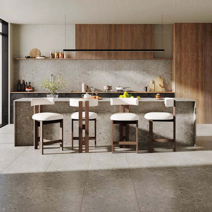 Boucle Dining Chair | Oak Wood Upholstered Chair — Japandi Dining Room