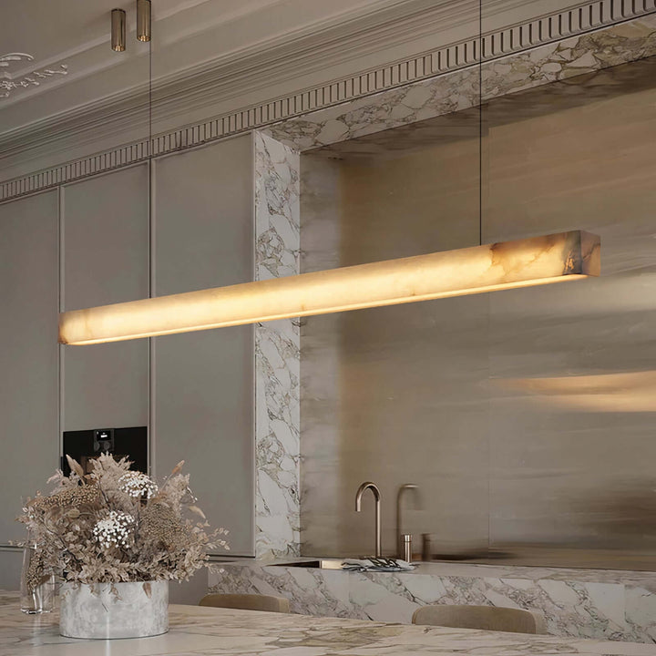 Modern LED Ceiling Light - A Contemporary Touch illuminating a stylish kitchen with an elegant alabaster design.