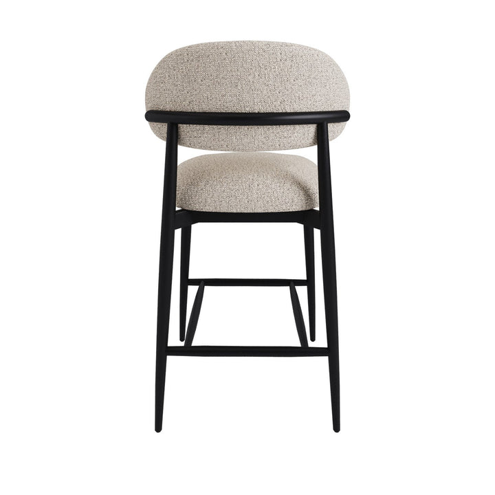 Modern Bar Stools - Wooden Bar Stools featuring a Nordic-inspired design with a curved wooden base and keten upholstery.