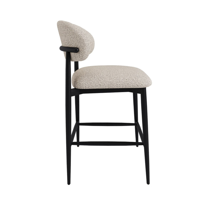 Modern Bar Stools - Wooden Bar Stools showcasing Nordic-inspired design with curved wooden base and keten upholstery.
