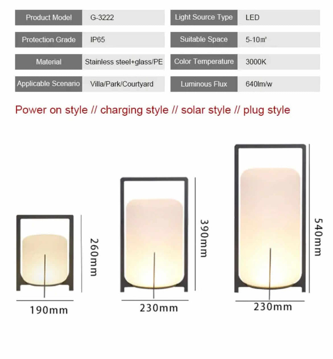 Outdoor Floor Lamp | Cordless LED Garden Lantern — Modern Patio Light