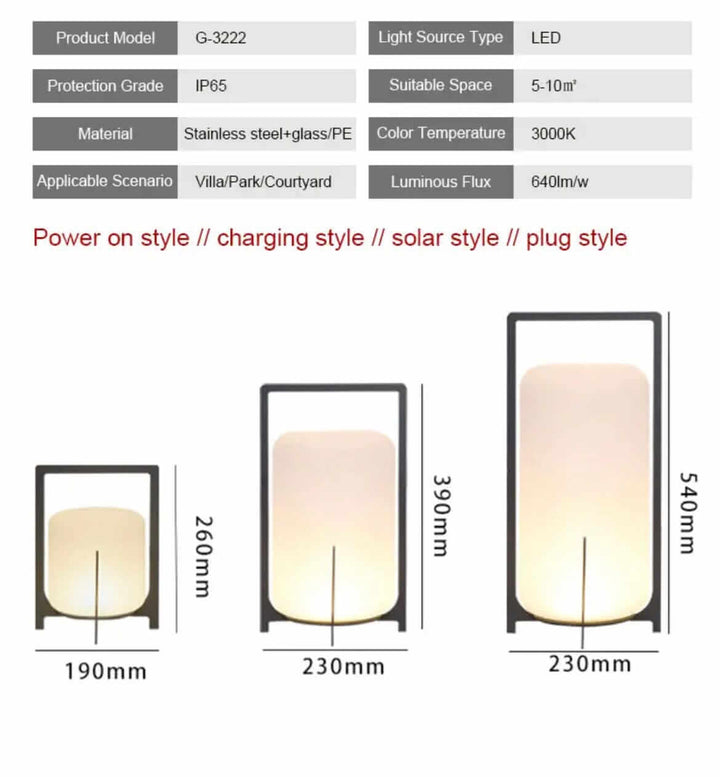 Outdoor Floor Lamp | Cordless LED Garden Lantern — Modern Patio Light