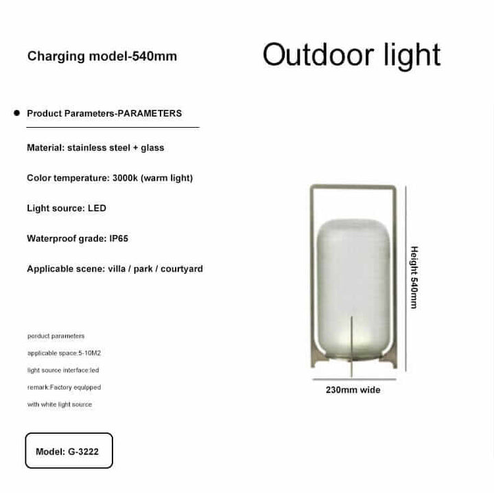 Outdoor Floor Lamp | Cordless LED Garden Lantern — Modern Patio Light