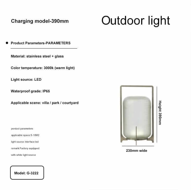 Outdoor Floor Lamp | Cordless LED Garden Lantern — Modern Patio Light
