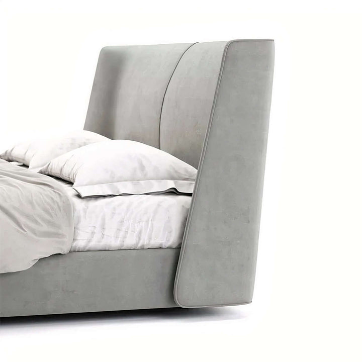 Queen Size Bed - King Bed Beds with luxurious velvet oversized headboard and soft cushions.